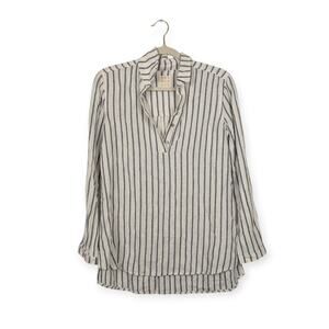 Not Monday The Label Young Roadie Blouse S White Navy Stripe Quarter Button